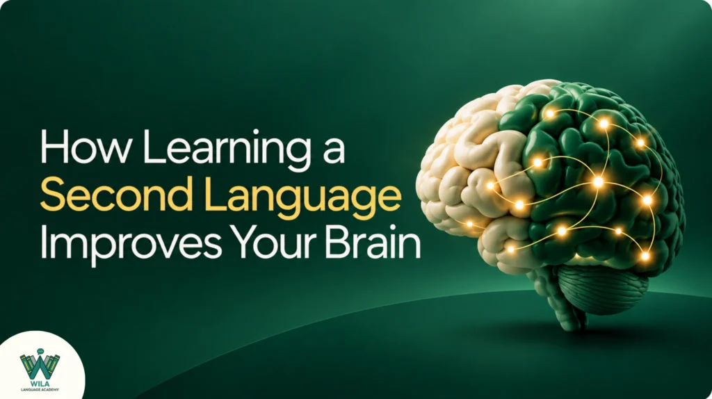 Benefits of bilingualism showing multilingual communication, language skills, cognitive advantages, and global career opportunities