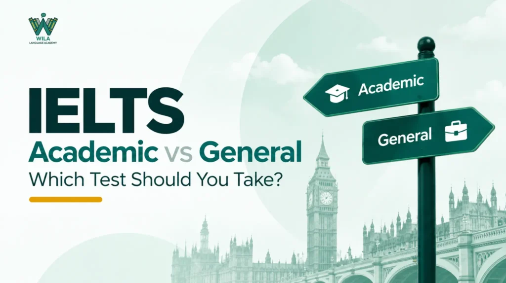 IELTS Academic vs General comparison showing differences in test format, purpose, and requirements